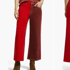 Brixton Two-Tone Red and Burgundy Wide-Leg Corduroy Jeans